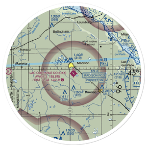 Lac Qui Parle County Airport (DXX) VFR Sectional Sticker (30 mile)