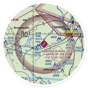 Demopolis Municipal Airport (DYA) VFR Sectional Sticker (20 mile)