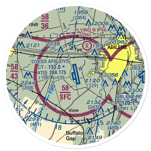 Dyess Air Force Base (DYS) VFR Sectional Sticker (20 mile)