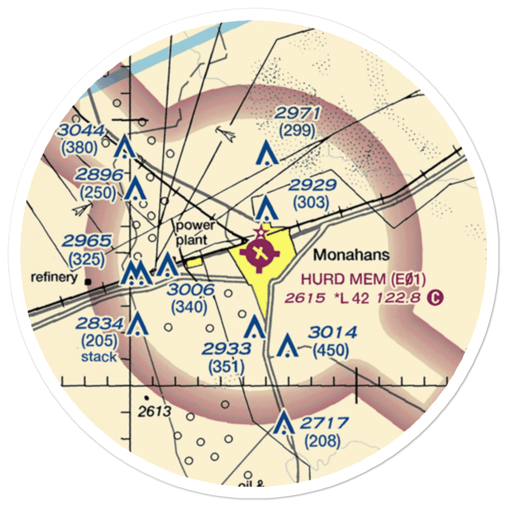 Roy Hurd Memorial Airport (E01) VFR Sectional Sticker (20 mile) 