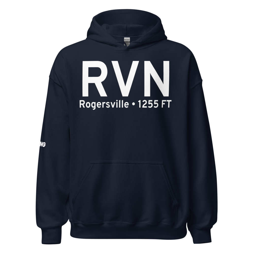 Rogersville (KRVN) Airport Hoodie Sweatshirt 