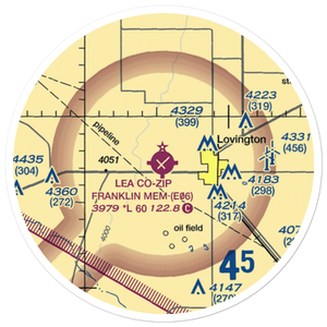 Lea County-Zip Franklin Memorial Airport (E06) VFR Sectional Sticker (20 mile)