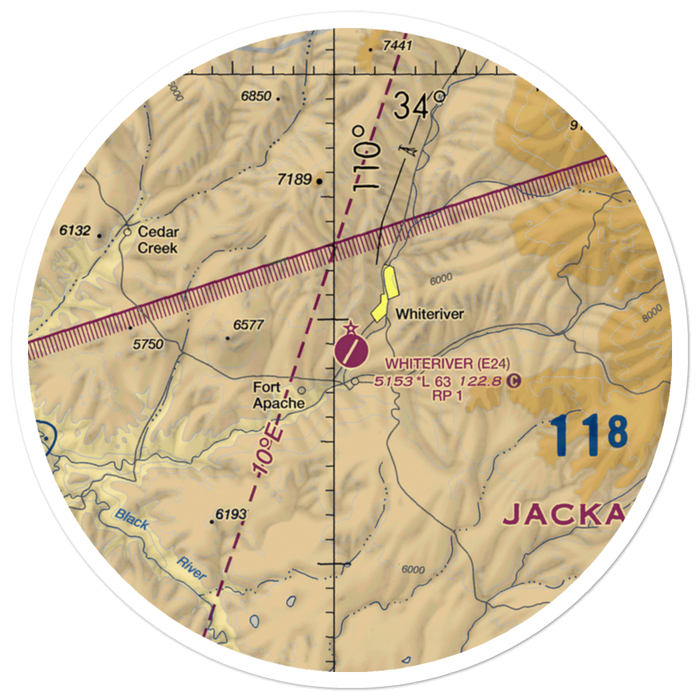 Whiteriver Airport (E24) VFR Sectional Sticker (30 mile) 