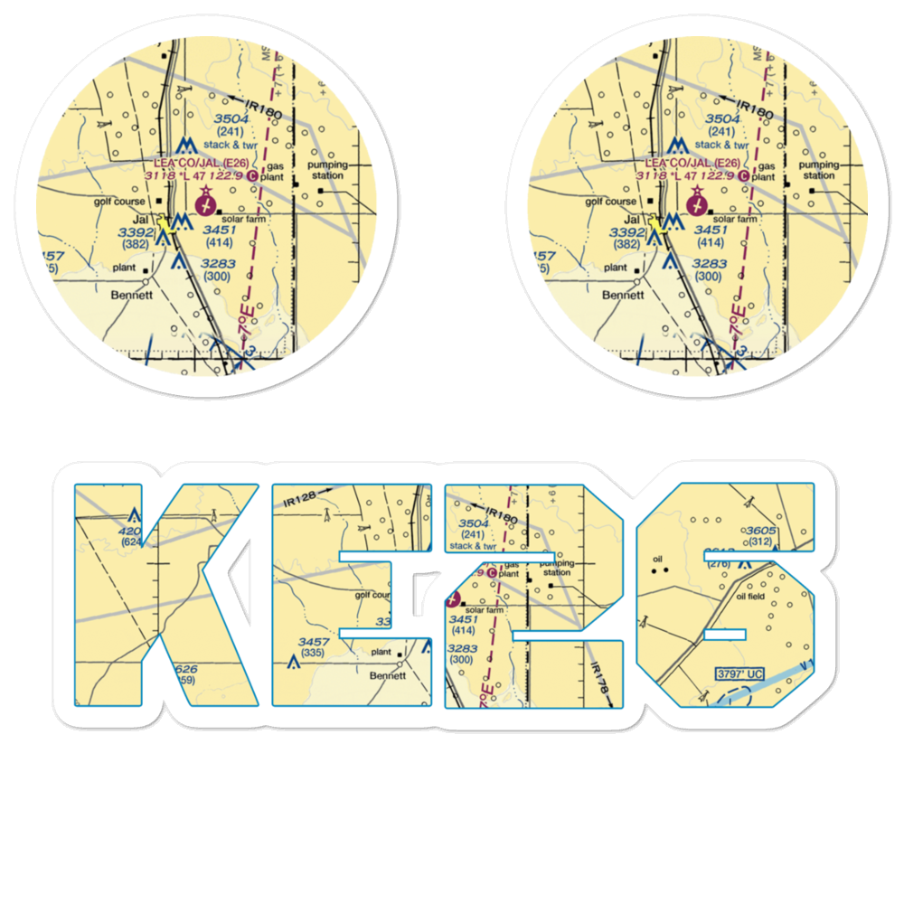 Lea County-Jal Airport (E26) VFR Sectional Sticker Pack 