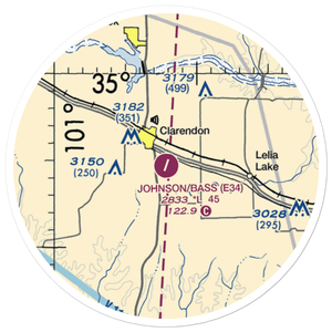 Smiley Johnson Municipal Airport-Bass Field (E34) VFR Sectional Sticker (20 mile)