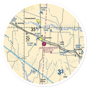 Smiley Johnson Municipal Airport-Bass Field (E34) VFR Sectional Sticker (30 mile)