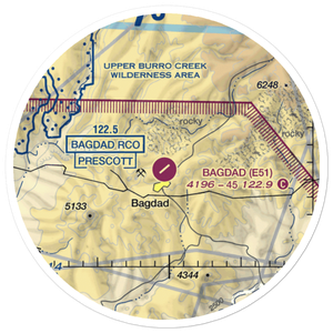 Bagdad Airport (E51) VFR Sectional Sticker (20 mile)