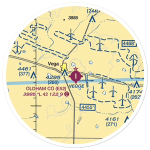 Oldham County Airport (E52) VFR Sectional Sticker (20 mile)