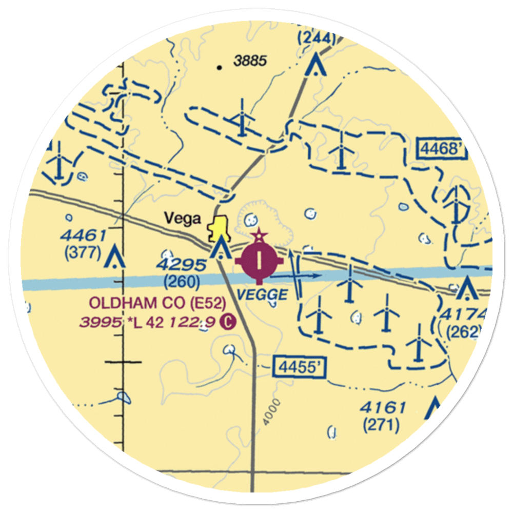 Oldham County Airport (E52) VFR Sectional Sticker (20 mile) 