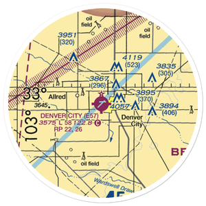 Denver City Airport (E57) VFR Sectional Sticker (20 mile)