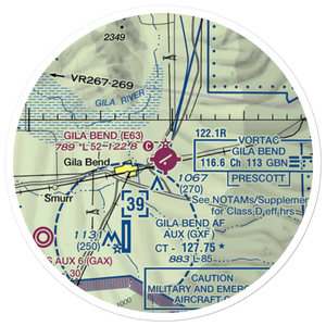 Gila Bend Municipal Airport (E63) VFR Sectional Sticker (20 mile)