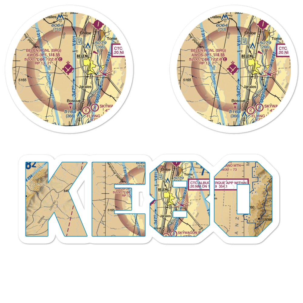 Belen Regional Airport (BRG) VFR Sectional Sticker Pack 