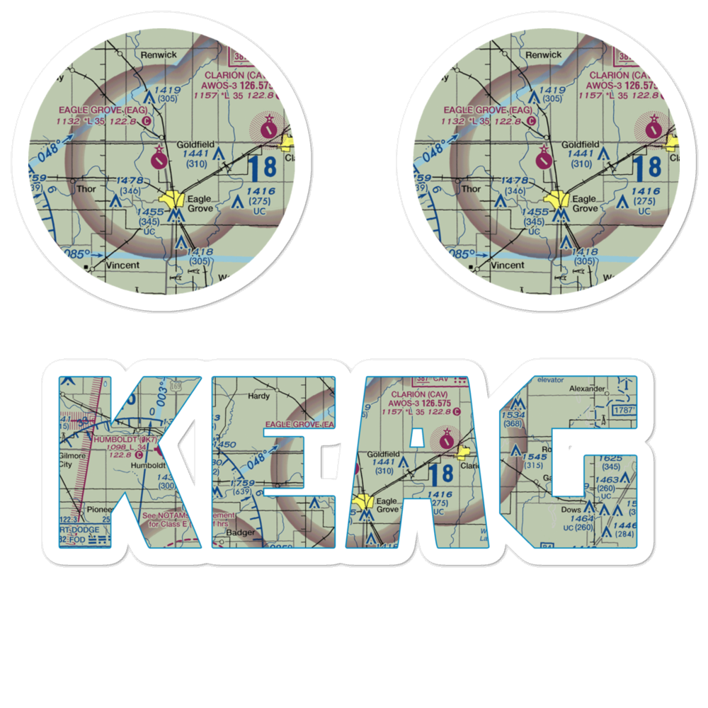 Eagle Grove Municipal Airport (EAG) VFR Sectional Sticker Pack 