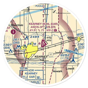 Kearney Regional Airport (EAR) VFR Sectional Sticker (20 mile)