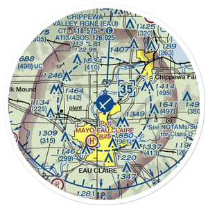 Chippewa Valley Regional Airport (EAU) VFR Sectional Sticker (20 mile)