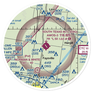 South Texas International At Edinburg Airport (EBG) VFR Sectional Sticker (20 mile)
