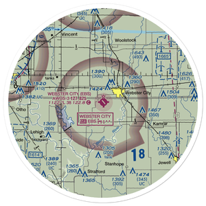 Webster City Municipal Airport (EBS) VFR Sectional Sticker (30 mile)