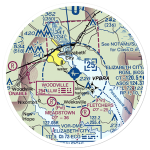 Elizabeth City Regional Airport & Coast Guard Air Station (ECG) VFR Sectional Sticker (20 mile)