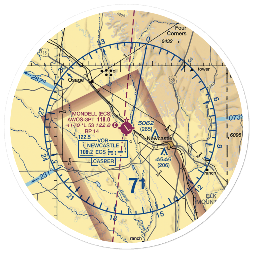 Mondell Field (ECS) VFR Sectional Sticker (30 mile) 