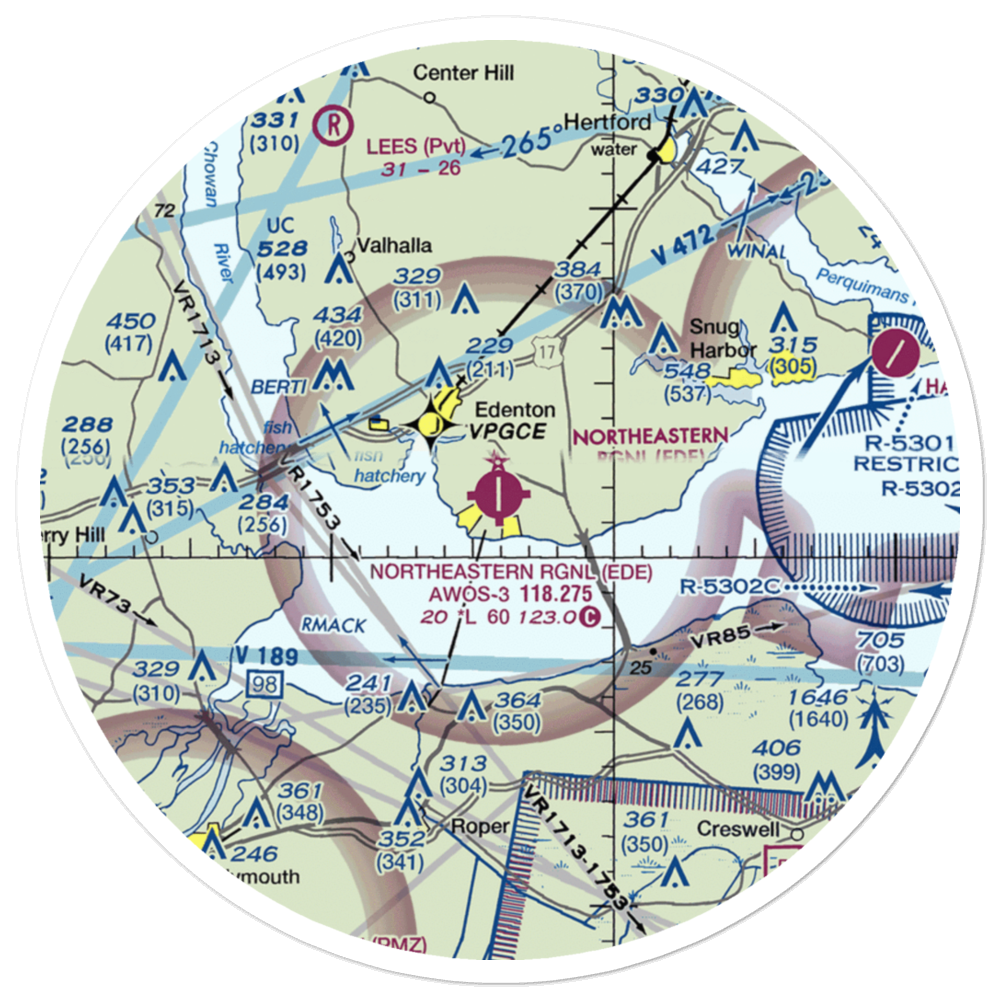 Northeastern Regional Airport (EDE) VFR Sectional Sticker (30 mile) 