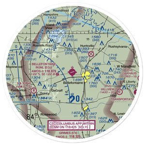 Bellefontaine Regional Airport (EDJ) VFR Sectional Sticker (30 mile)