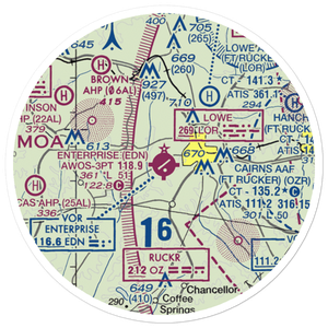 Enterprise Municipal Airport (EDN) VFR Sectional Sticker (20 mile)