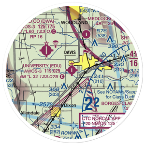 University Airport (EDU) VFR Sectional Sticker (20 mile)