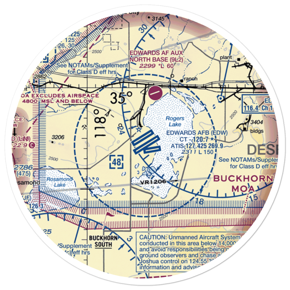 Edwards Air Force Base (EDW) VFR Sectional Sticker (30 mile) 
