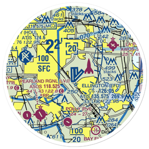 Ellington Airport (EFD) VFR Sectional Sticker (20 mile)