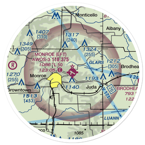 Monroe Municipal Airport (EFT) VFR Sectional Sticker (20 mile)
