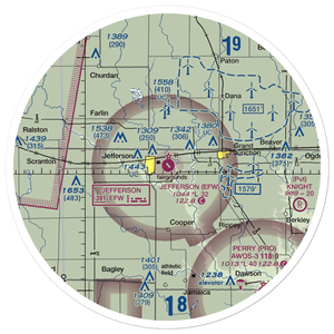 Jefferson Municipal Airport (EFW) VFR Sectional Sticker (30 mile)