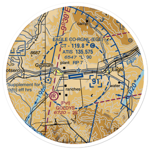 Eagle County Regional Airport (EGE) VFR Sectional Sticker (20 mile)
