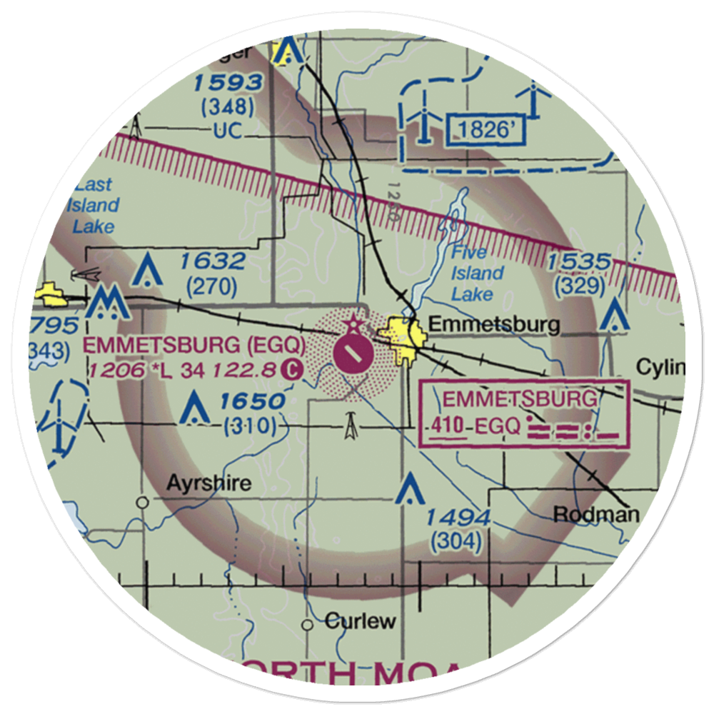Emmetsburg Municipal Airport (EGQ) VFR Sectional Sticker (20 mile) 