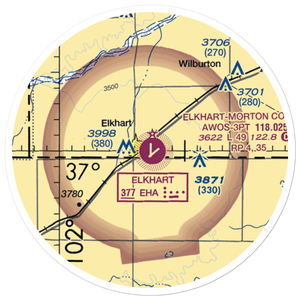 Elkhart Morton County Airport (EHA) VFR Sectional Sticker (20 mile)