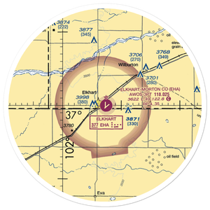 Elkhart Morton County Airport (EHA) VFR Sectional Sticker (30 mile)