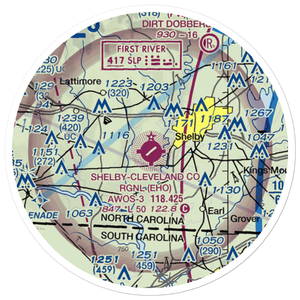 Shelby-Cleveland County Regional Airport (EHO) VFR Sectional Sticker (20 mile)