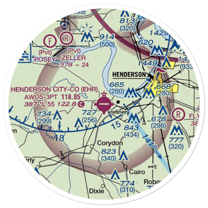 Henderson City County Airport (EHR) VFR Sectional Sticker (20 mile)