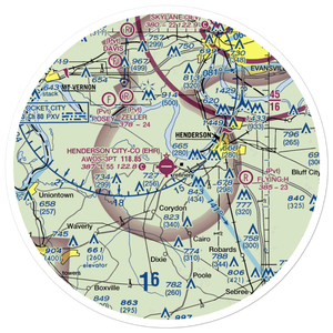 Henderson City County Airport (EHR) VFR Sectional Sticker (30 mile)