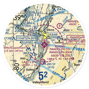 Elkins-Randolph Co-Jennings Randolph Field (EKN) VFR Sectional Sticker (20 mile)