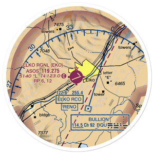 Elko Regional Airport (EKO) VFR Sectional Sticker (20 mile)