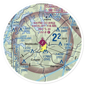 Wayne County Airport (EKQ) VFR Sectional Sticker (20 mile)