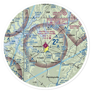 Wayne County Airport (EKQ) VFR Sectional Sticker (30 mile)