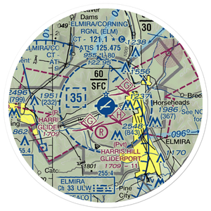 Elmira Corning Regional Airport (ELM) VFR Sectional Sticker (20 mile)