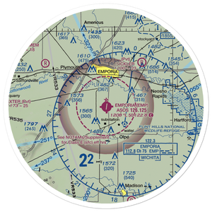 Emporia Municipal Airport (EMP) VFR Sectional Sticker (30 mile)