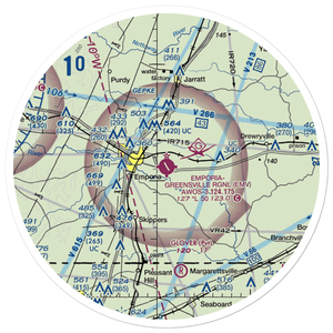Emporia Greensville Regional Airport (EMV) VFR Sectional Sticker (30 mile)