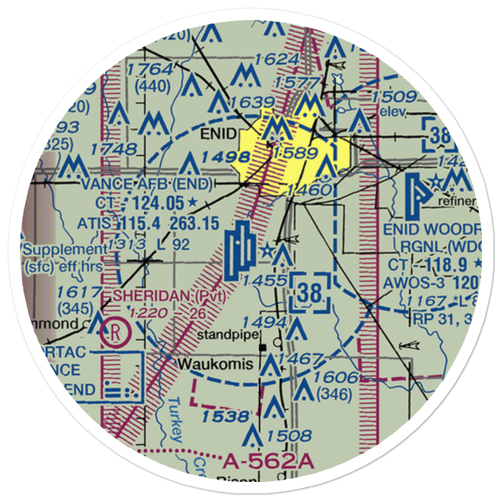 Vance Air Force Base (END) VFR Sectional Sticker (20 mile) 