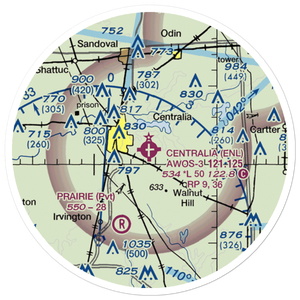 Centralia Municipal Airport (ENL) VFR Sectional Sticker (20 mile)