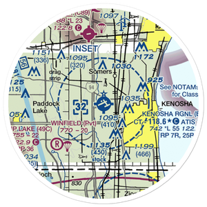 Kenosha Regional Airport (ENW) VFR Sectional Sticker (20 mile)