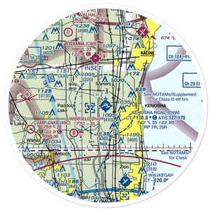 Kenosha Regional Airport (ENW) VFR Sectional Sticker (30 mile)
