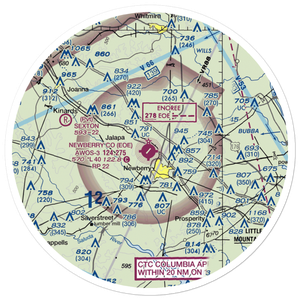 Newberry County Airport (EOE) VFR Sectional Sticker (30 mile)